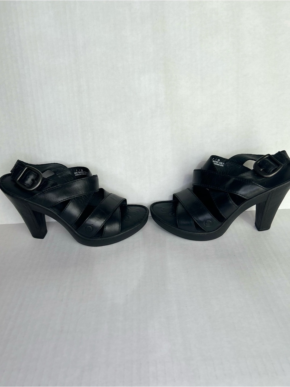 Vintage Y2K Børn Micheline Black Leather Chunky Strappy Heels